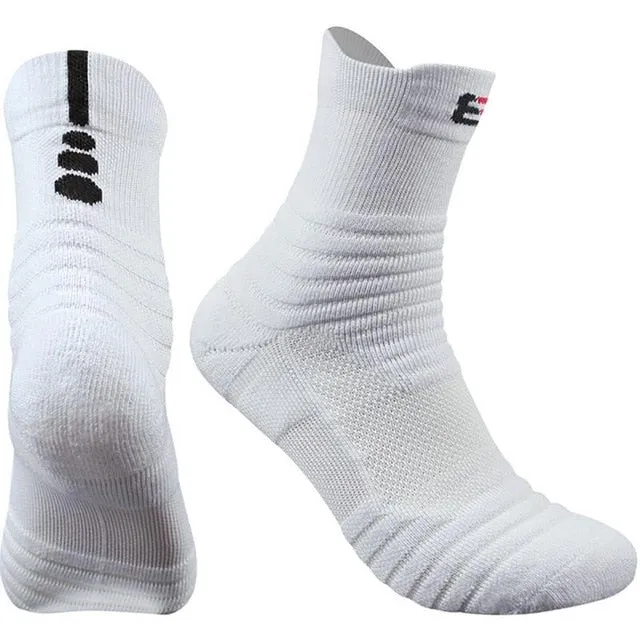 1 Pair Basketball Socks Man Long Thickening Towel Bottom Cotton Socks Outdoors Run Badminton Tennis Middle Tube Sport Socks