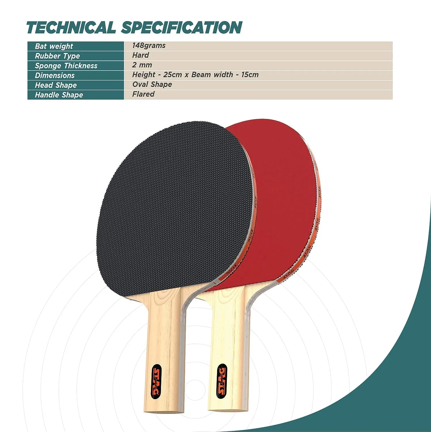 1 Star Table Tennis Playset (2 Racquets & 3 Balls) (White) | (Model: 1 Star Playset)