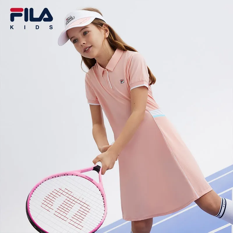 (130-165cm) FILA KIDS ART IN SPORTS PERFORMANCE TENNIS Girl's Dress in Navy / Orange