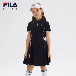 (130-165cm) FILA KIDS ART IN SPORTS PERFORMANCE TENNIS Girl's Dress in Navy / Orange