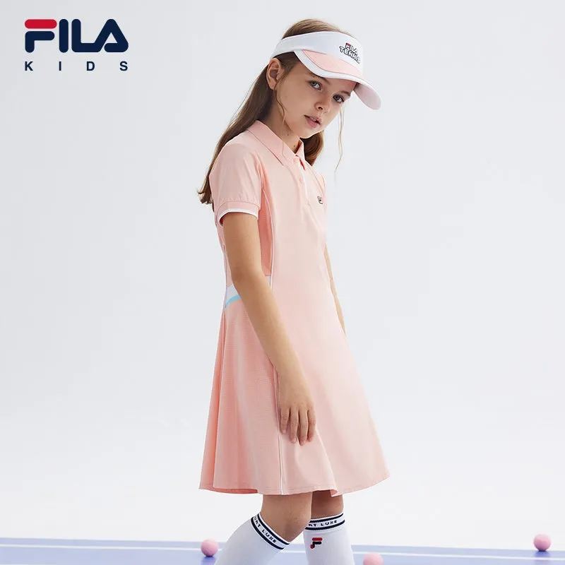 (130-165cm) FILA KIDS ART IN SPORTS PERFORMANCE TENNIS Girl's Dress in Navy / Orange