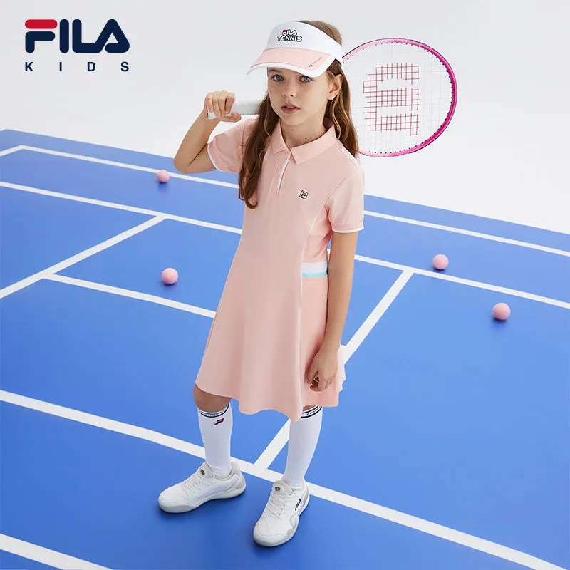 (130-165cm) FILA KIDS ART IN SPORTS PERFORMANCE TENNIS Girl's Dress in Navy / Orange