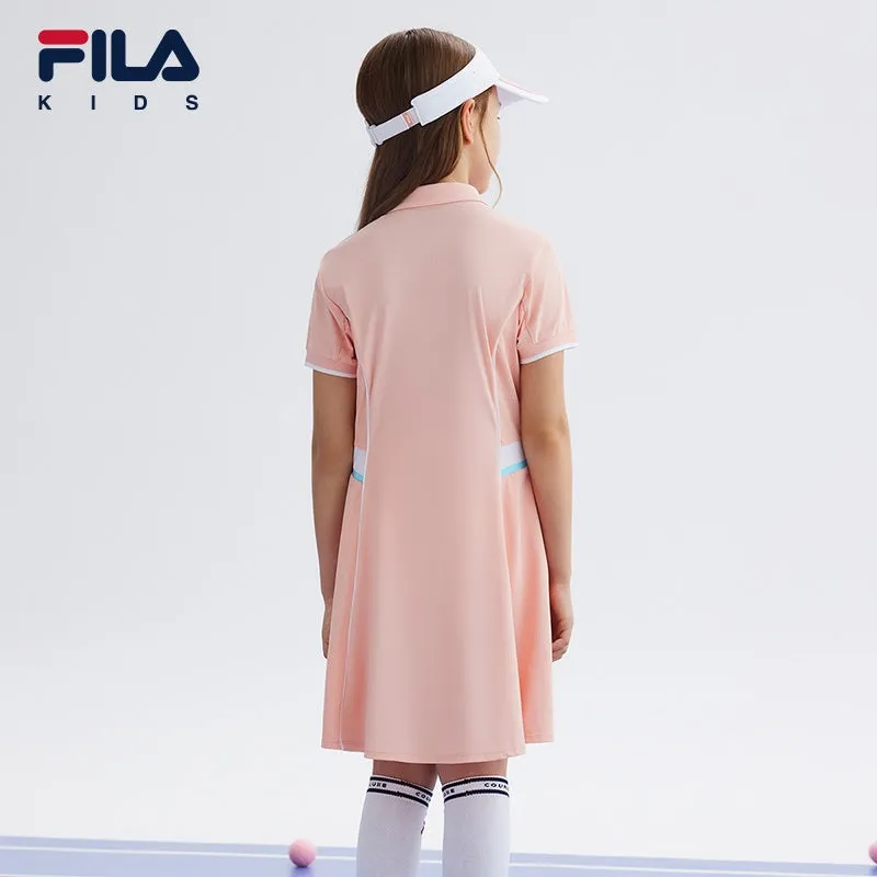 (130-165cm) FILA KIDS ART IN SPORTS PERFORMANCE TENNIS Girl's Dress in Navy / Orange