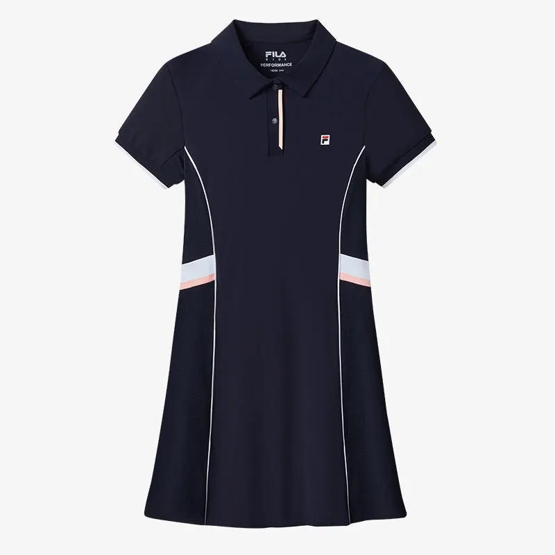 (130-165cm) FILA KIDS ART IN SPORTS PERFORMANCE TENNIS Girl's Dress in Navy / Orange