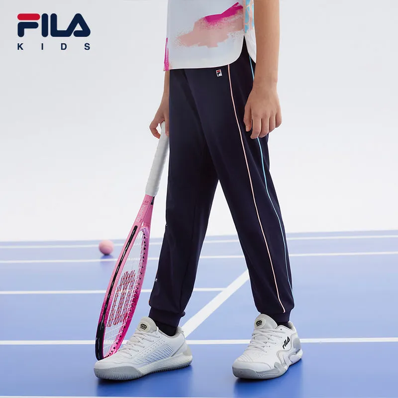 (130-165cm) FILA KIDS ART IN SPORTS PERFORMANCE TENNIS Girl's Knit Pants in Navy