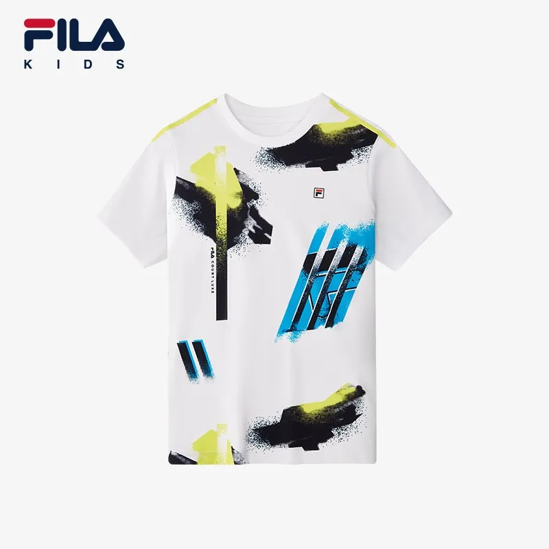 (130-170cm) FILA KIDS ART IN SPORTS PERFORMANCE TENNIS Boy's Short Sleeve T-shirt in White