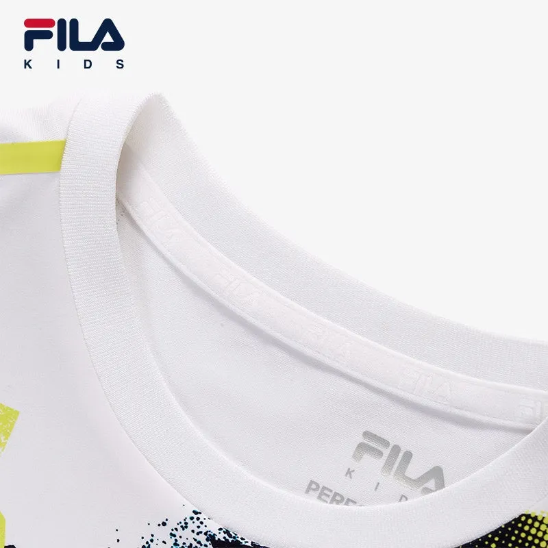 (130-170cm) FILA KIDS ART IN SPORTS PERFORMANCE TENNIS Boy's Short Sleeve T-shirt in White