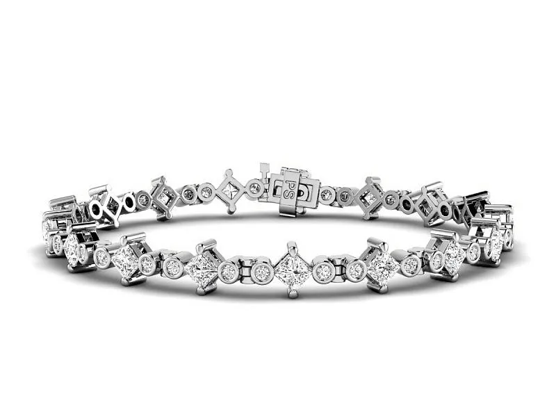 2.50-5.00 CT Round & Princess Cut Lab Grown Diamonds - Diamond Bracelet