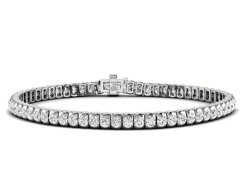 3.00-6.00 CT Round Cut Lab Grown Diamonds - Tennis Bracelet