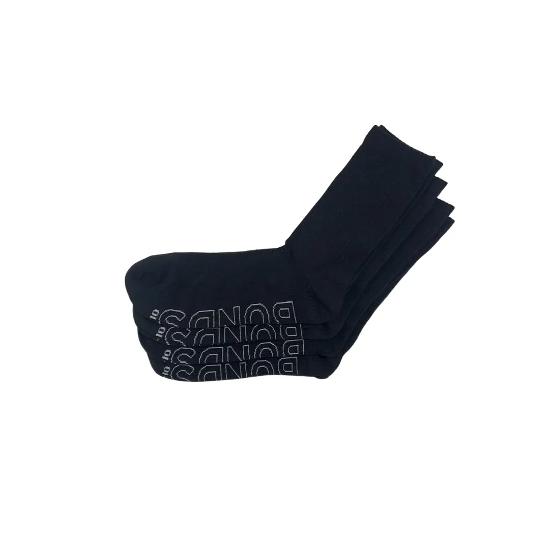 4 x Bonds Mens Logo Lighweight Crew Black Socks