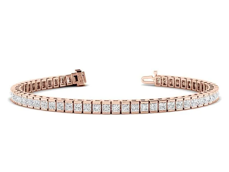 4.00-14.50 CT Princess Cut Lab Grown Diamonds - Tennis Bracelet