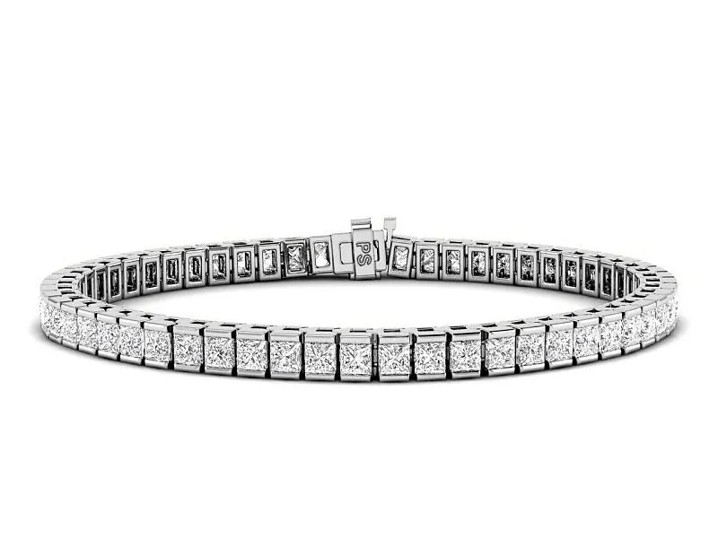 4.00-14.50 CT Princess Cut Lab Grown Diamonds - Tennis Bracelet