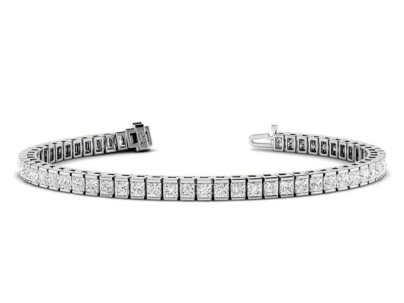 4.00-14.50 CT Princess Cut Lab Grown Diamonds - Tennis Bracelet