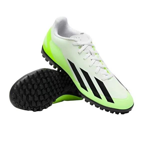 Adidas Mens X Crazyfast.4 Astroturf Boots White/Black/Lucid Lemon