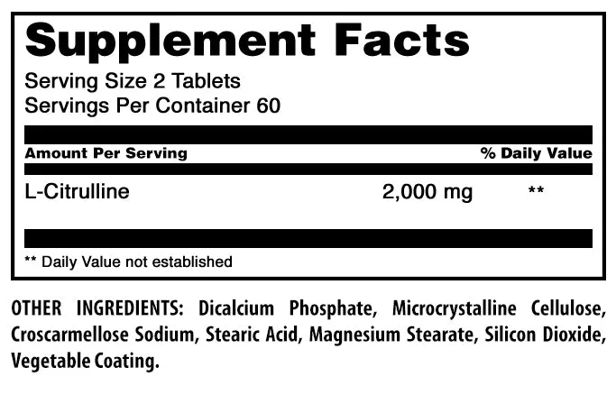 Amazing Formulas L-Citrulline | 2000 Mg Per Serving | 120 Tablets