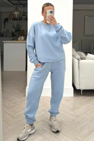 Basic baby blue sweater essential loungewear set