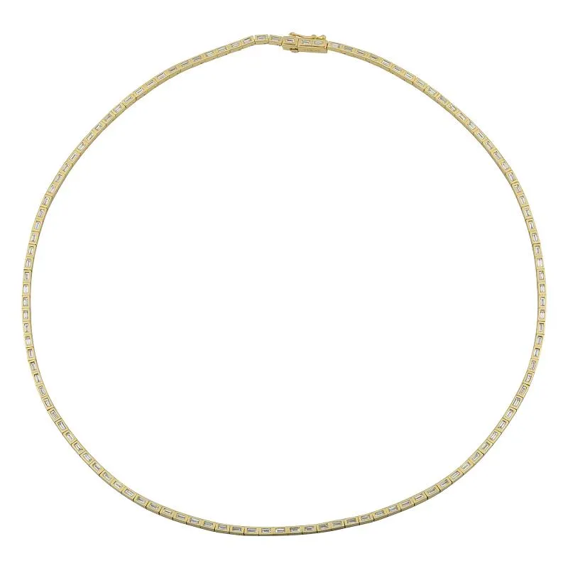 Bezel Baguette Tennis Necklace