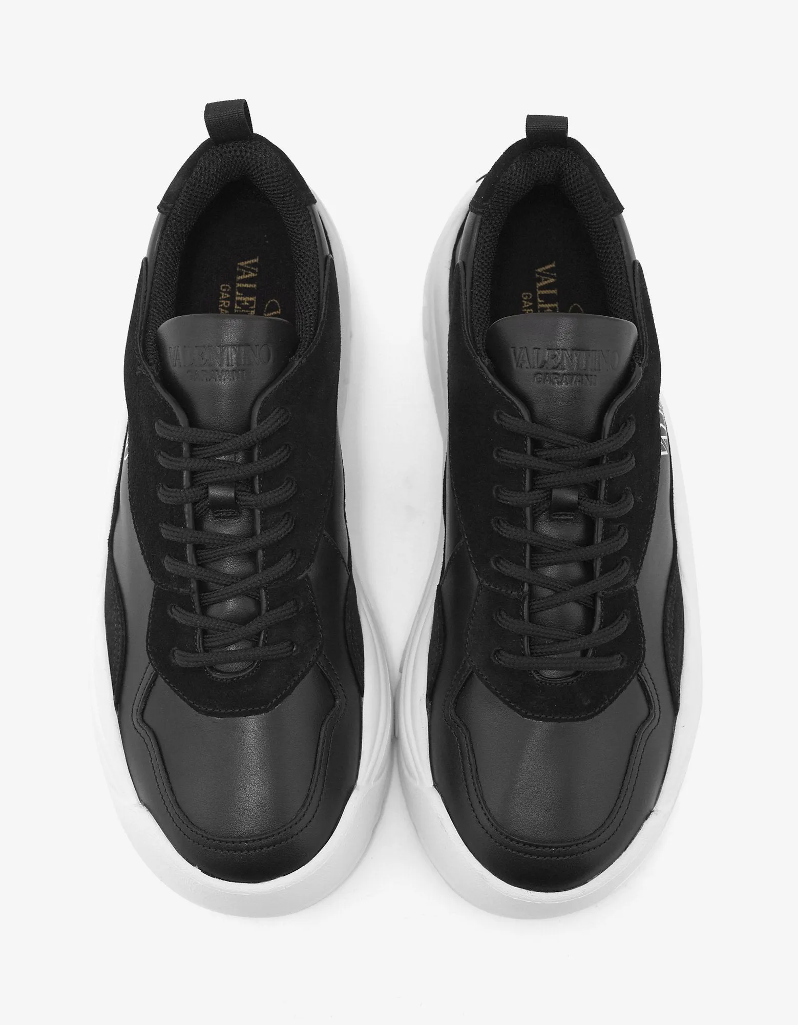 Black Gumboy Calf & Suede Leather Trainers -