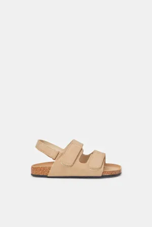 Boys Beige Cork Velcro Sandals