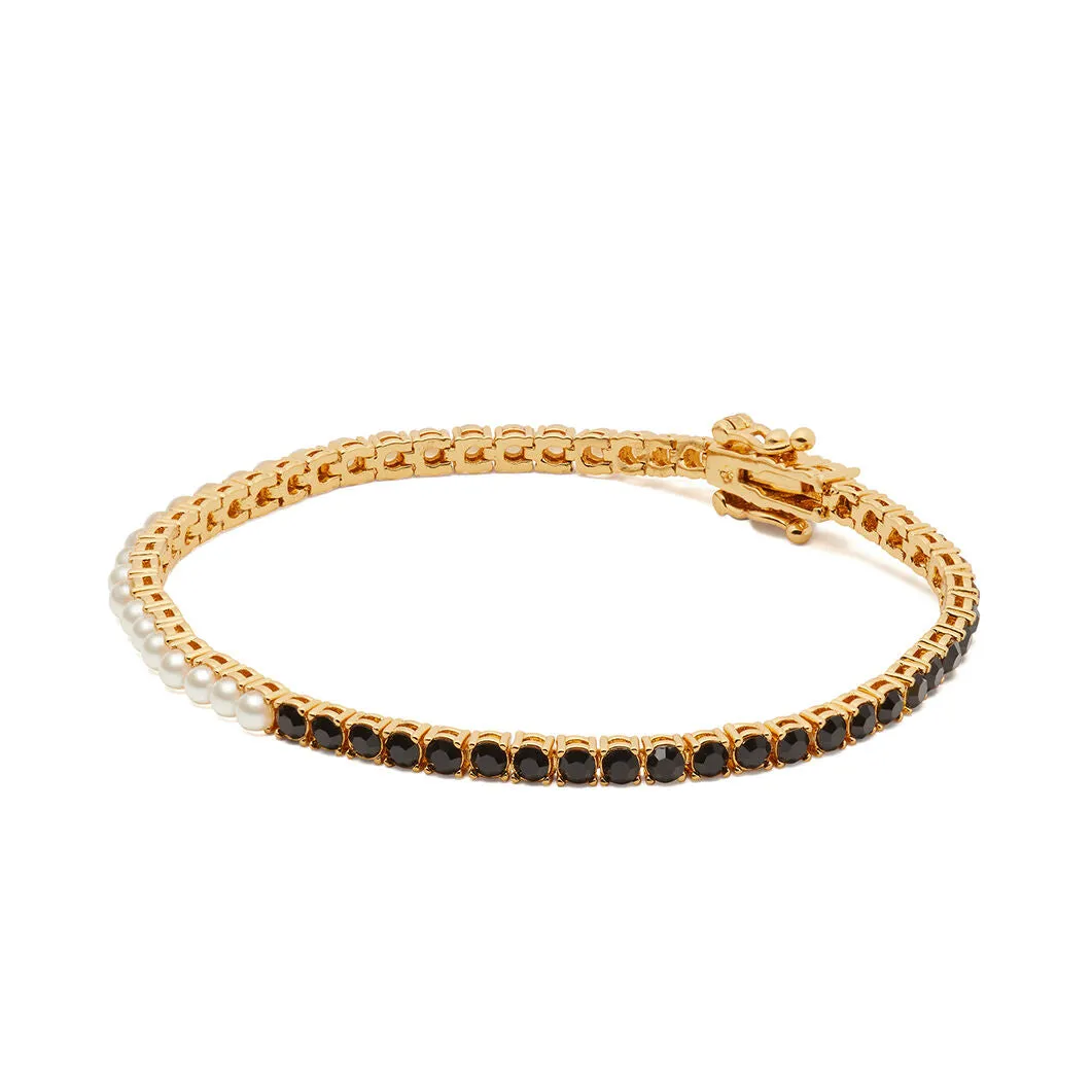 Brighten Up Tennis Bracelet in Pearl & Black