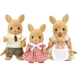 Calico Critters Hopper Kangaroo Family, Set of 4 Collectible Doll Figures