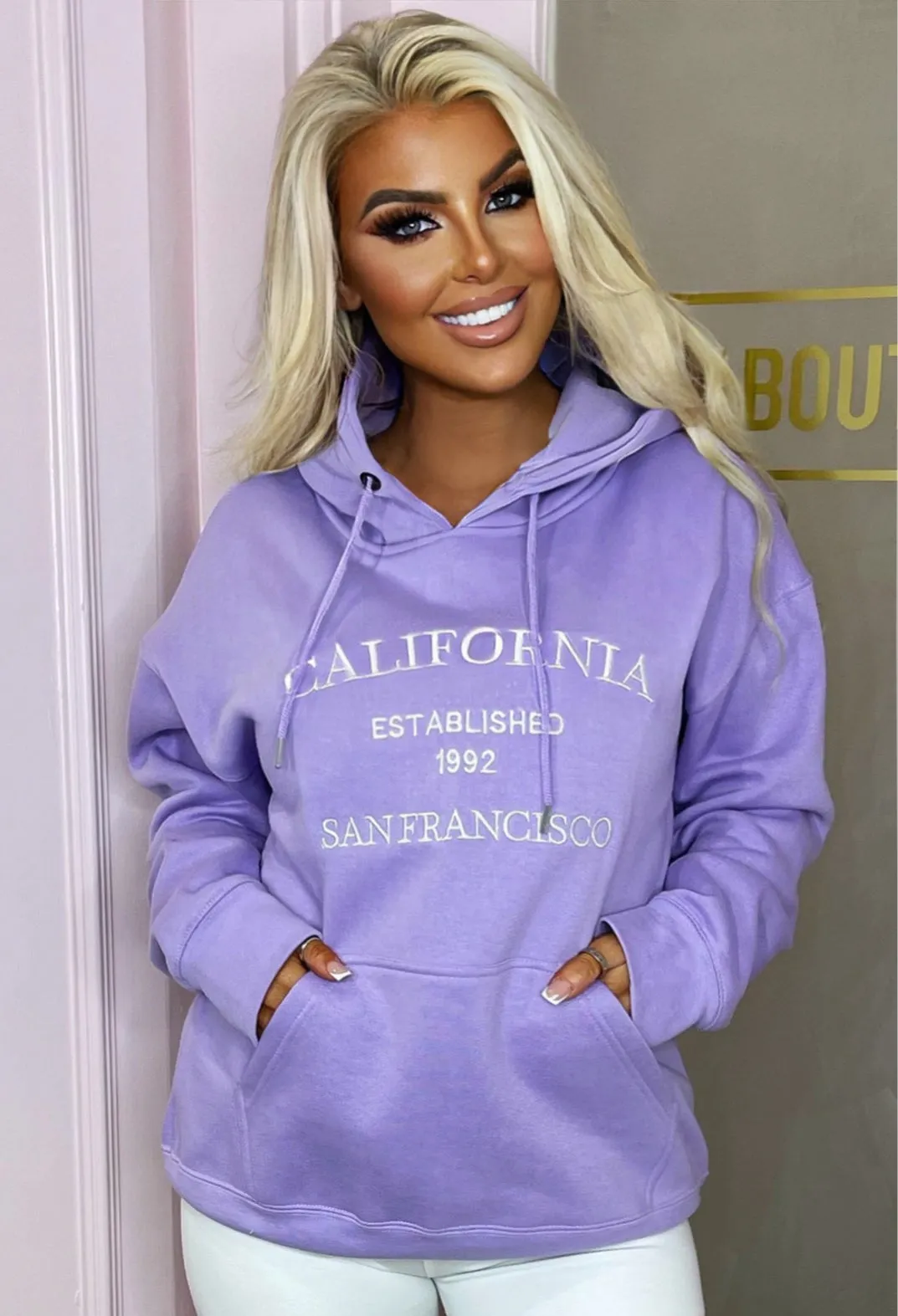 California Feelings Lilac Embroidered Hooded Sweatshirt