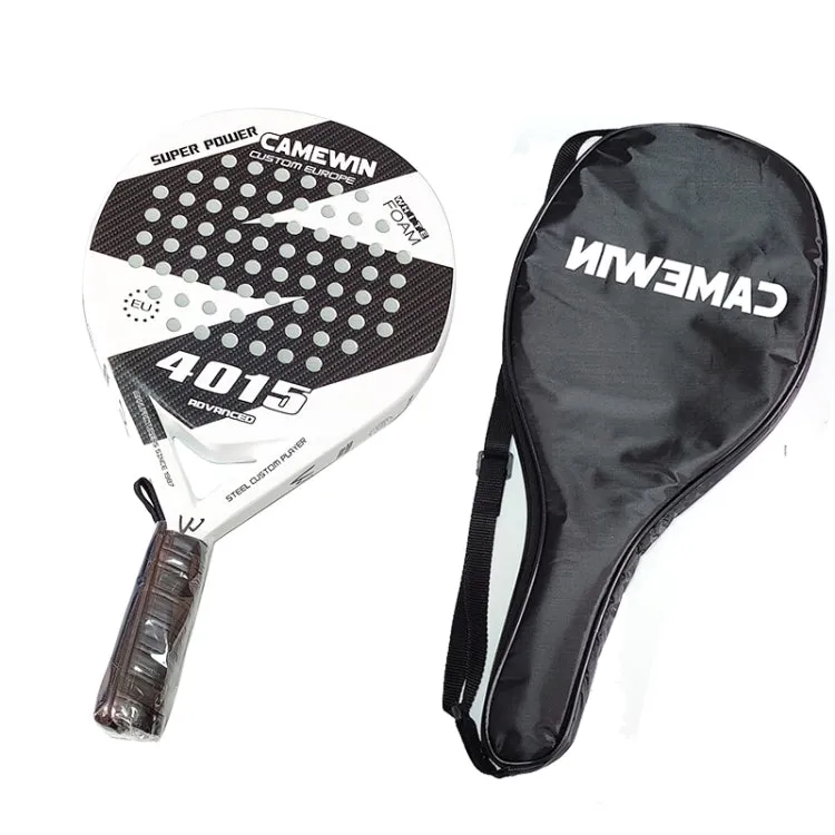 CAMEWIN 4015 Carbon Fiber Beach Tennis Racket Soft EVA Face Tennis Paddle(White)