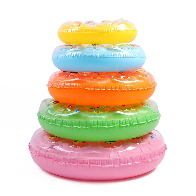 Cartoon Pattern Double Airbag Thickened Inflatable Swimming Ring Crystal Swimming Ring, Size:50 cm(Pink)