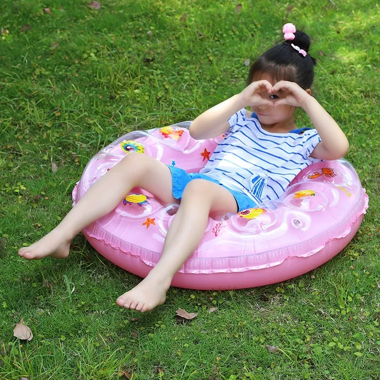 Cartoon Pattern Double Airbag Thickened Inflatable Swimming Ring Crystal Swimming Ring, Size:50 cm(Pink)