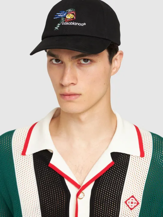 Casablanca   Croquis de Tennis embroidered cap 