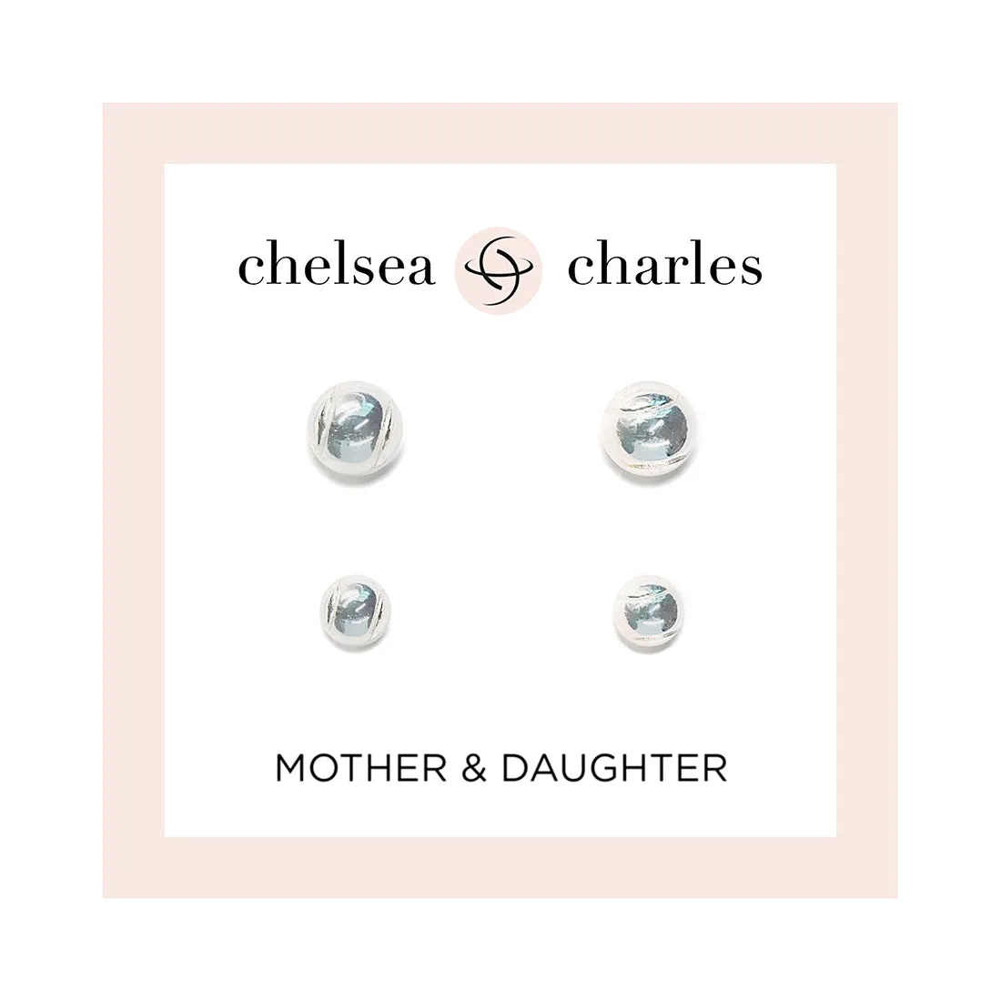 CC Sport Mother & Daughter Silver Tennis Ball Earring Set