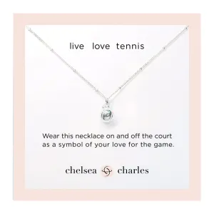 CC Sport Silver Tennis Charm Necklace for Little Girls & Tweens