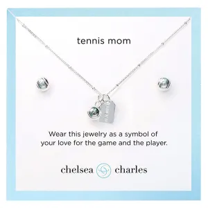 CC Sport Tennis Mom Necklace and Earring Gift Set