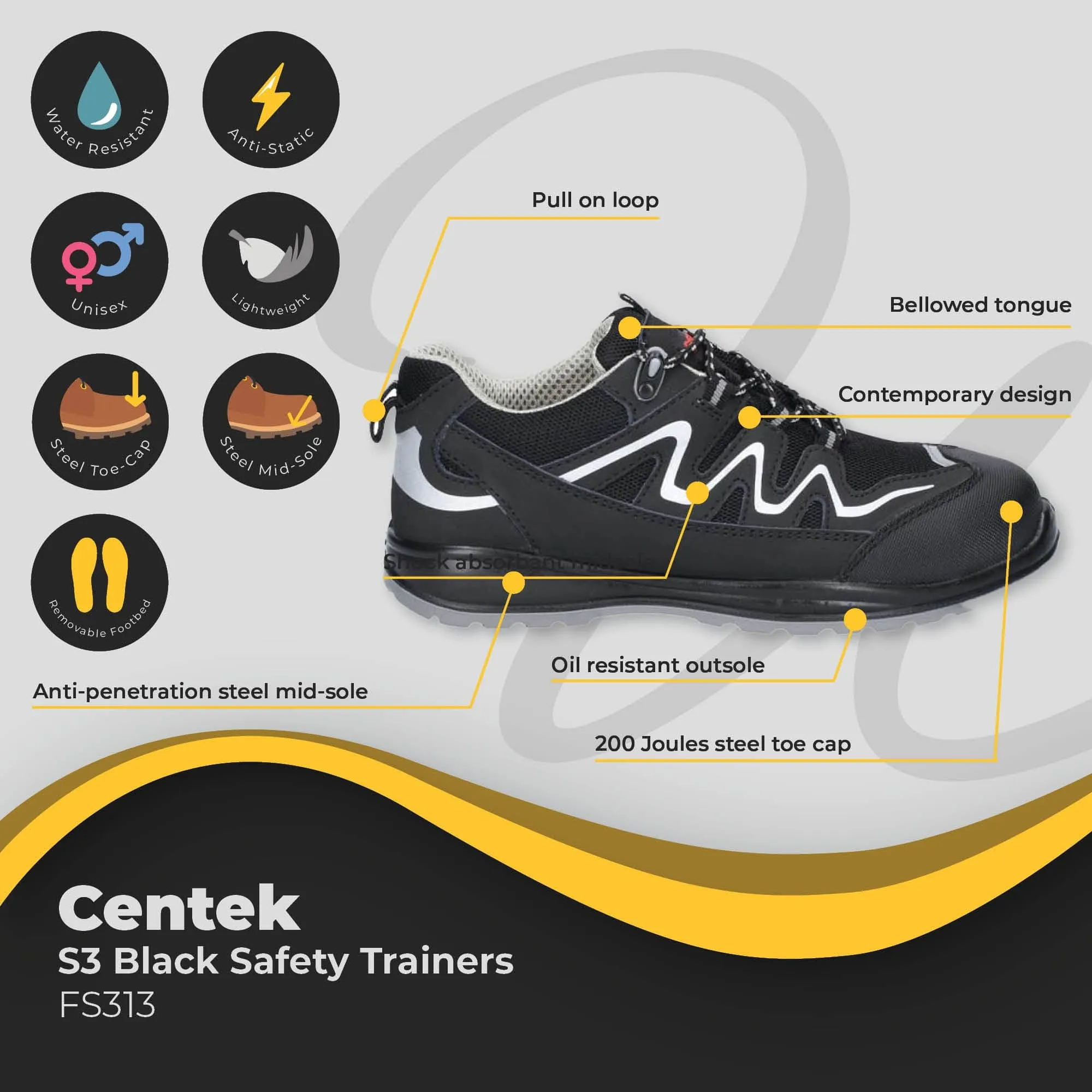 Centek Black Safety Trainer S3 FS313