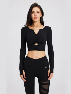 Charm Black Long Sleeved Sports Bra