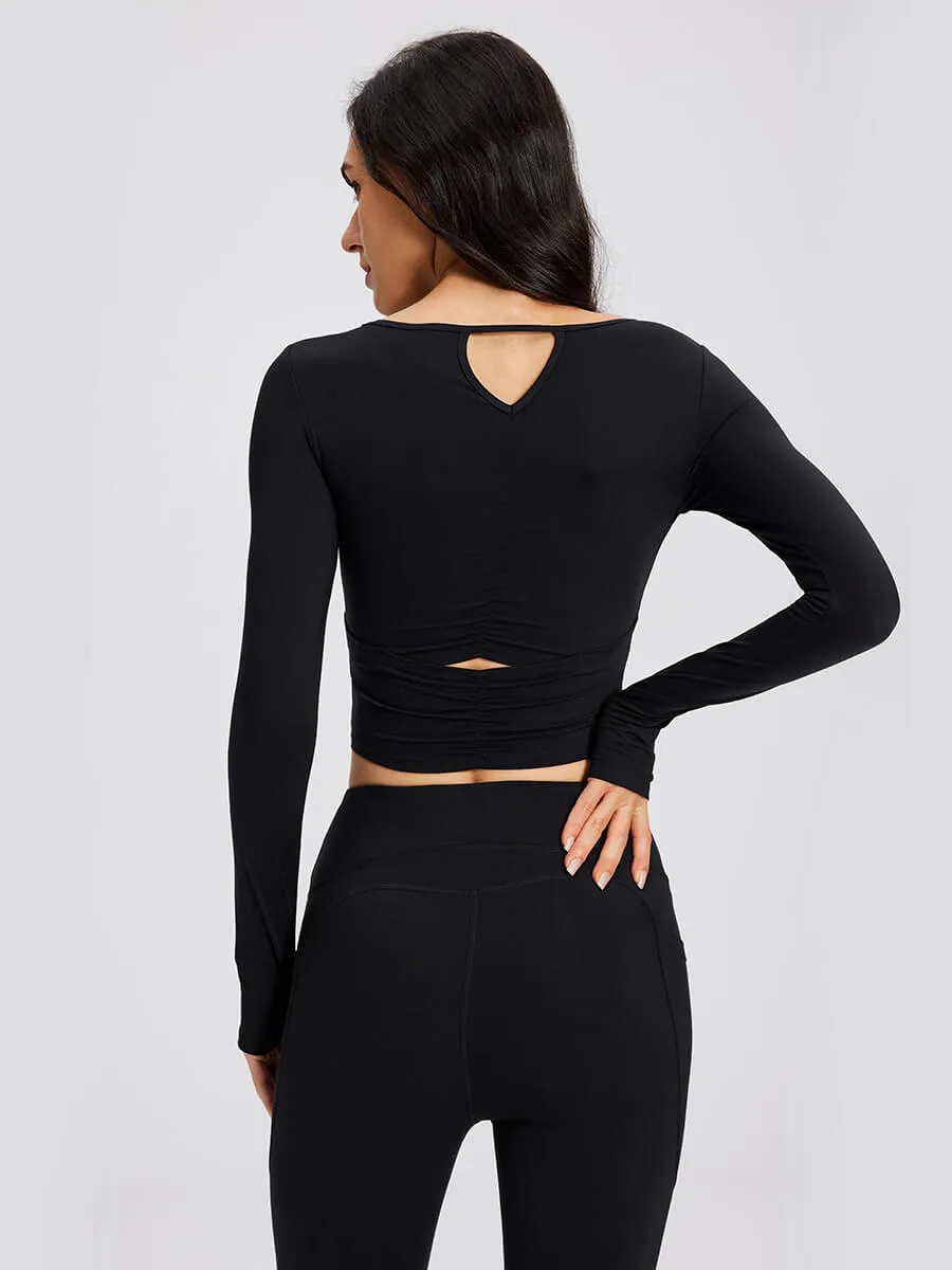 Charm Black Long Sleeved Sports Bra