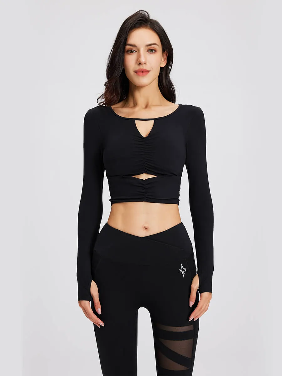 Charm Black Long Sleeved Sports Bra