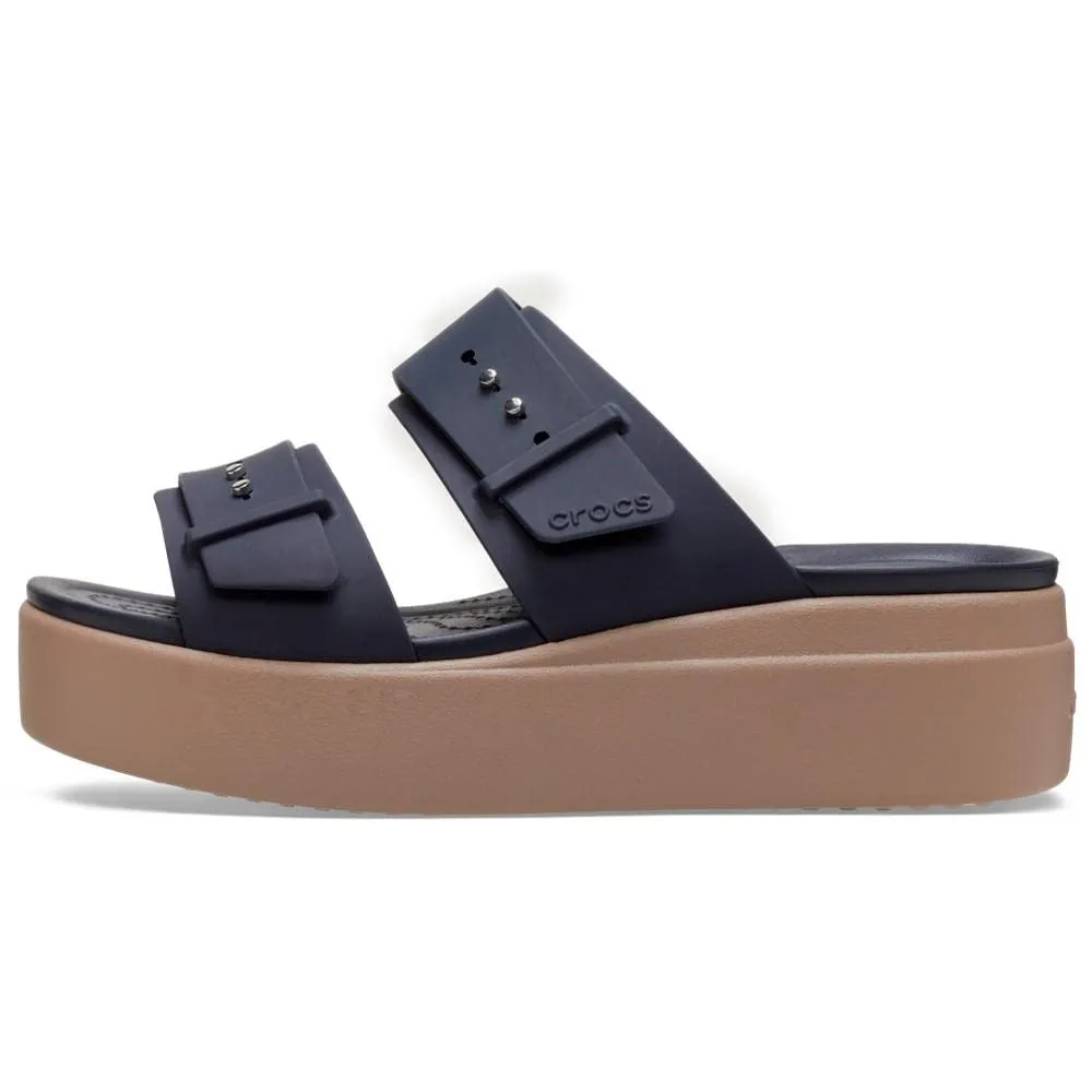 crocs womens Brooklyn Buckle Low wedge Deep Navy Sandal - 3 UK (W5) (207431-4LH)