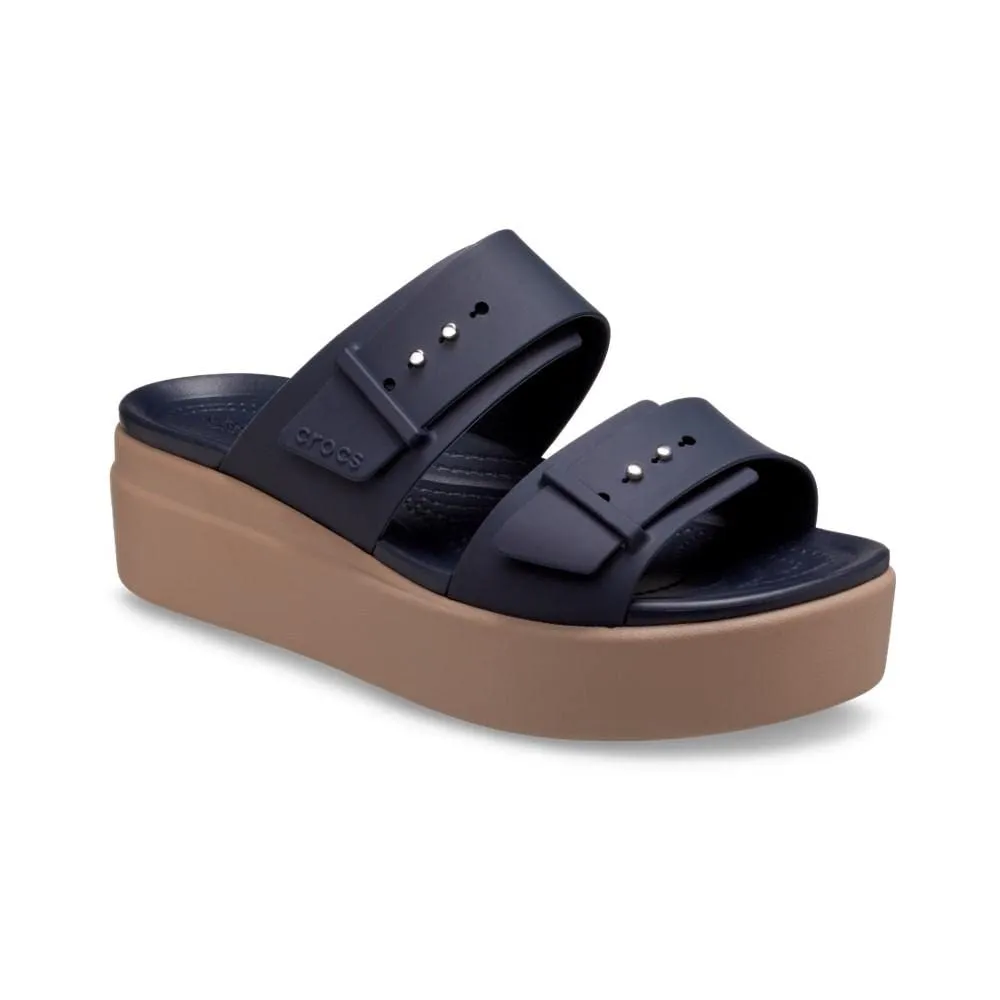 crocs womens Brooklyn Buckle Low wedge Deep Navy Sandal - 3 UK (W5) (207431-4LH)