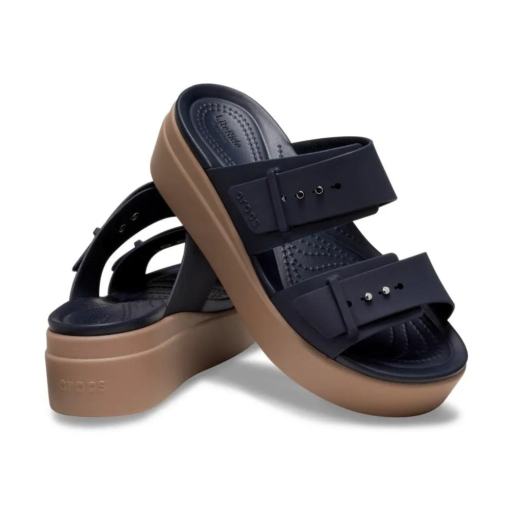 crocs womens Brooklyn Buckle Low wedge Deep Navy Sandal - 3 UK (W5) (207431-4LH)