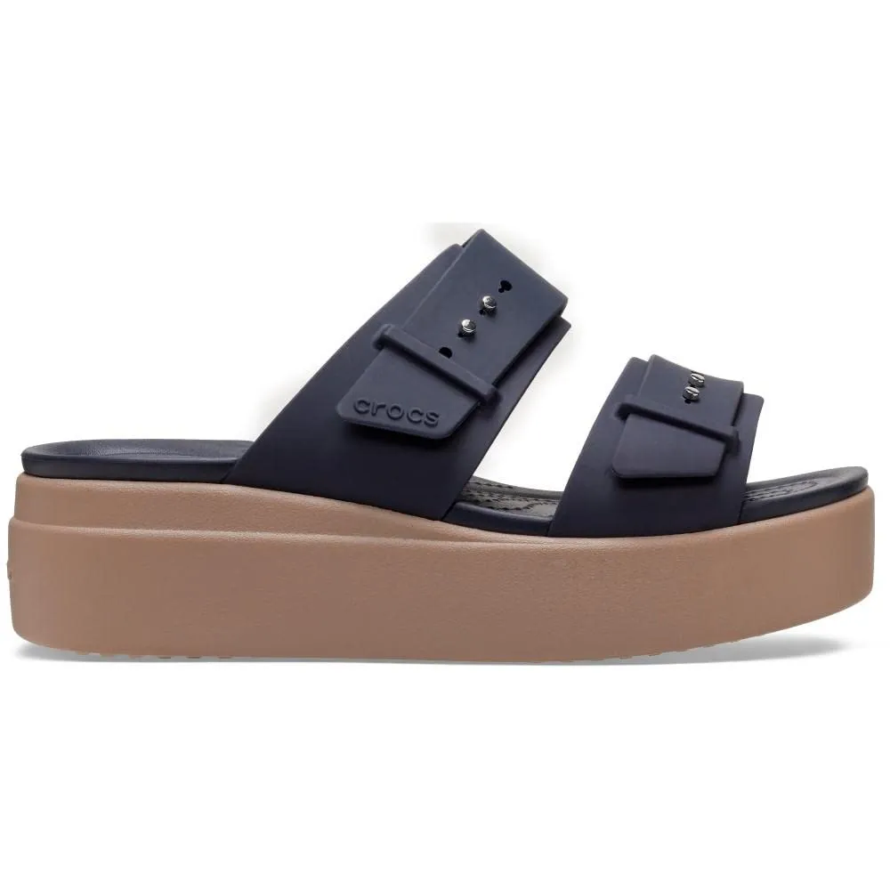 crocs womens Brooklyn Buckle Low wedge Deep Navy Sandal - 3 UK (W5) (207431-4LH)