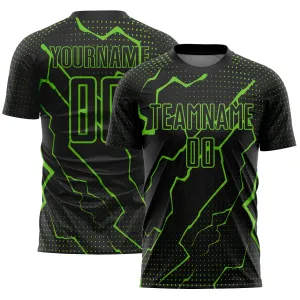 Custom Black Aurora Green Lightning Sublimation Soccer Uniform Jersey