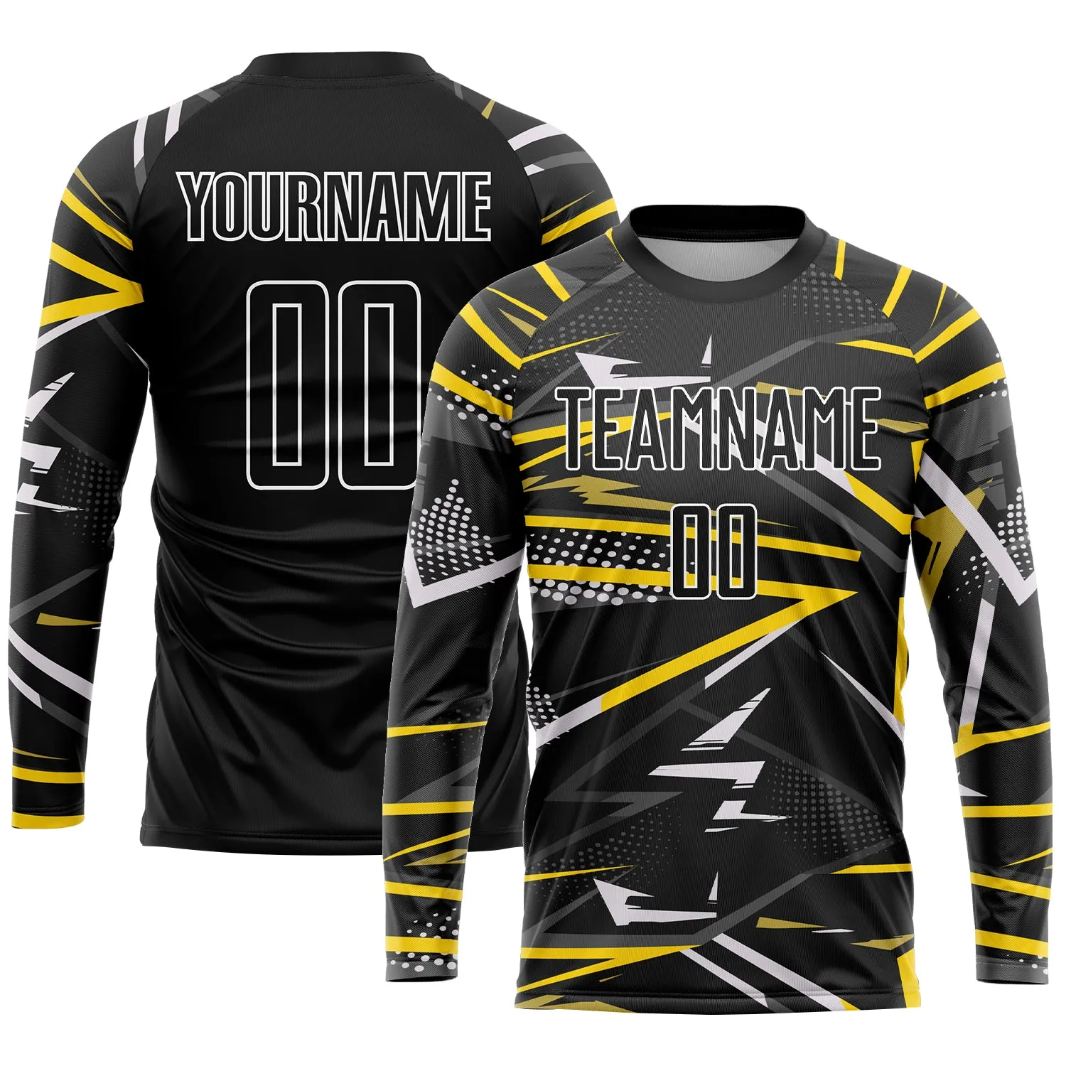 Custom Black Black-Gold Sublimation Soccer Uniform Jersey