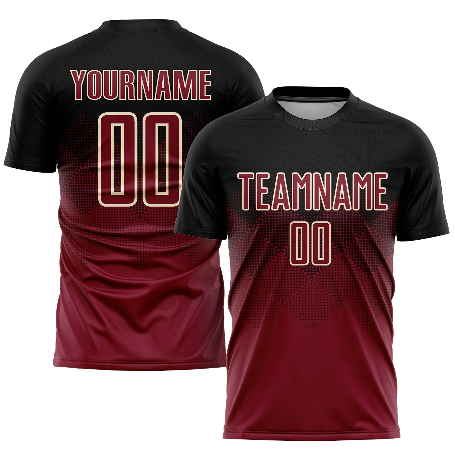 Custom Black Crimson-Cream Sublimation Soccer Uniform Jersey