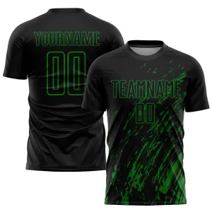 Custom Black Grass Green Sublimation Soccer Uniform Jersey