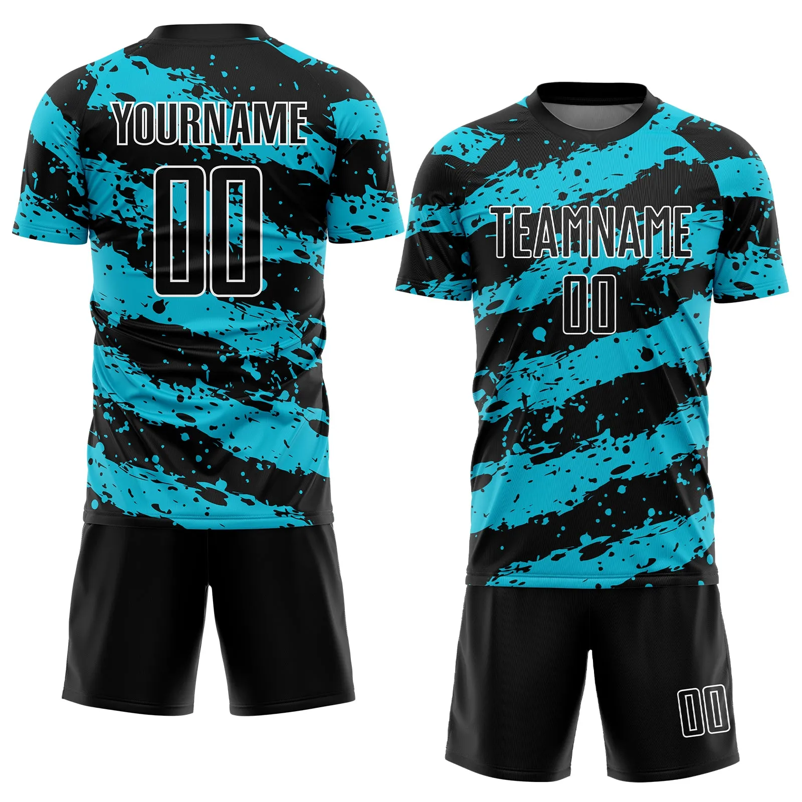 Custom Black Lakes Blue-White Splash Sublimation Soccer Uniform Jersey