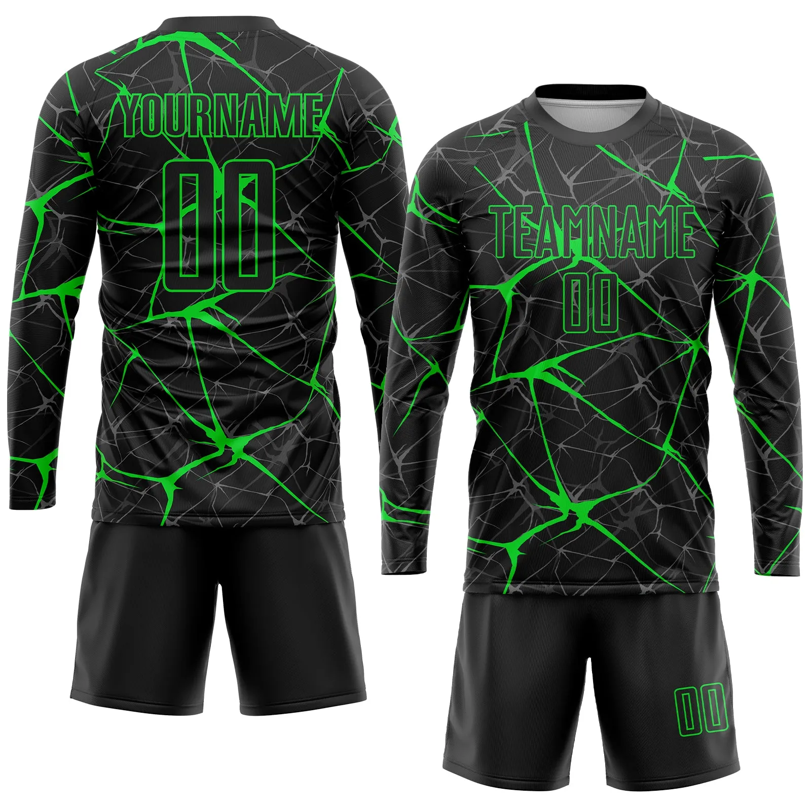 Custom Black Neon Green Sublimation Soccer Uniform Jersey