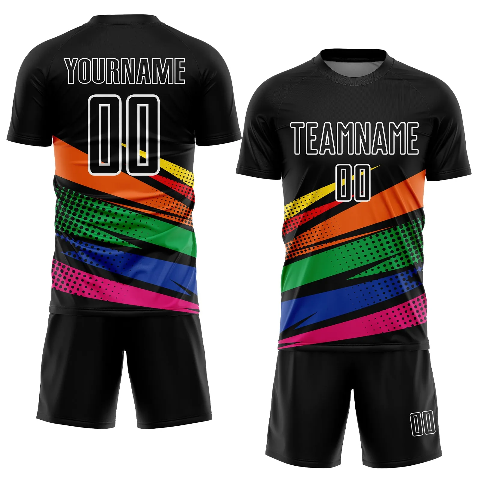 Custom Black Orange-Kelly Green Sublimation Soccer Uniform Jersey