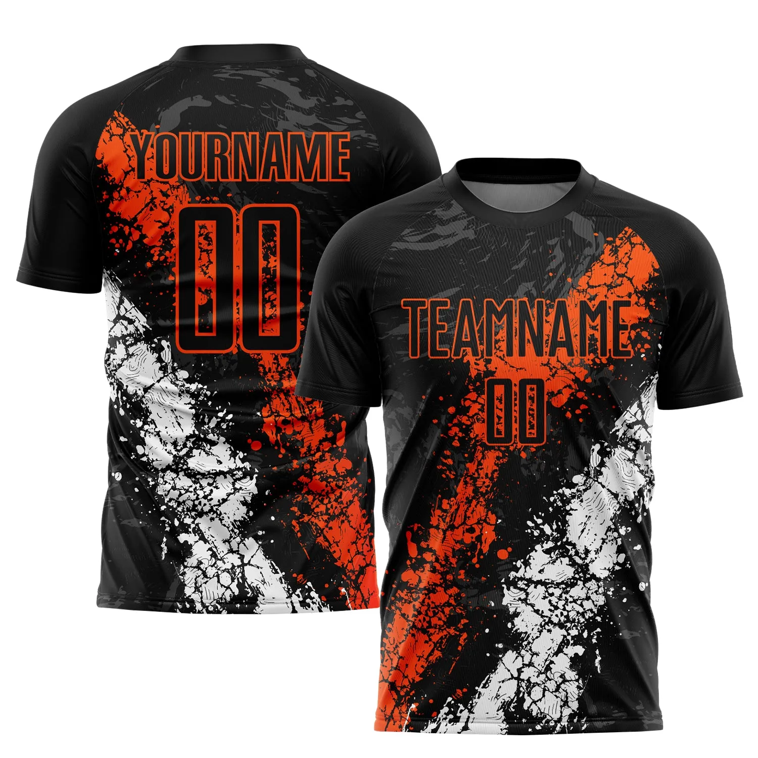 Custom Black Orange-White Sublimation Soccer Uniform Jersey