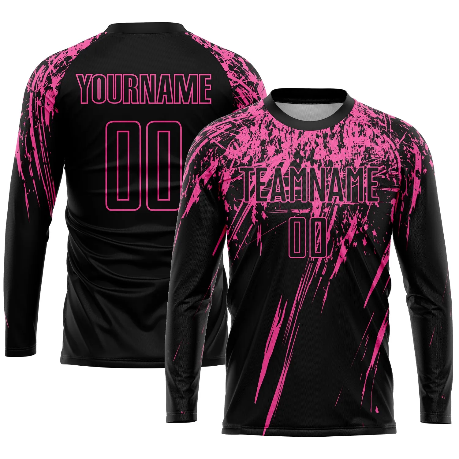 Custom Black Pink Sublimation Soccer Uniform Jersey